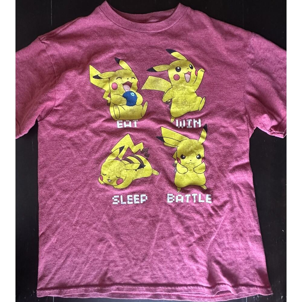 VTG Pokémon Pikachu Unisex T-Shirt S Pink Graphic Print Crew Neck Short Sleeve